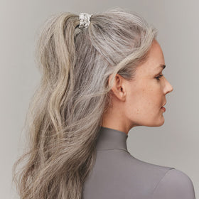 SLIP Silk Hair Ties Set of 4 silver skinny scrunchies close-up