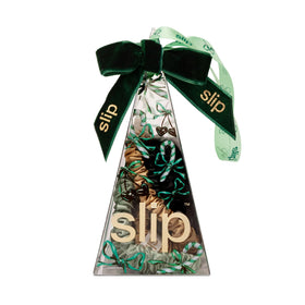SLIP Silk Hair Ties Set of 4 with festive ornament and bow