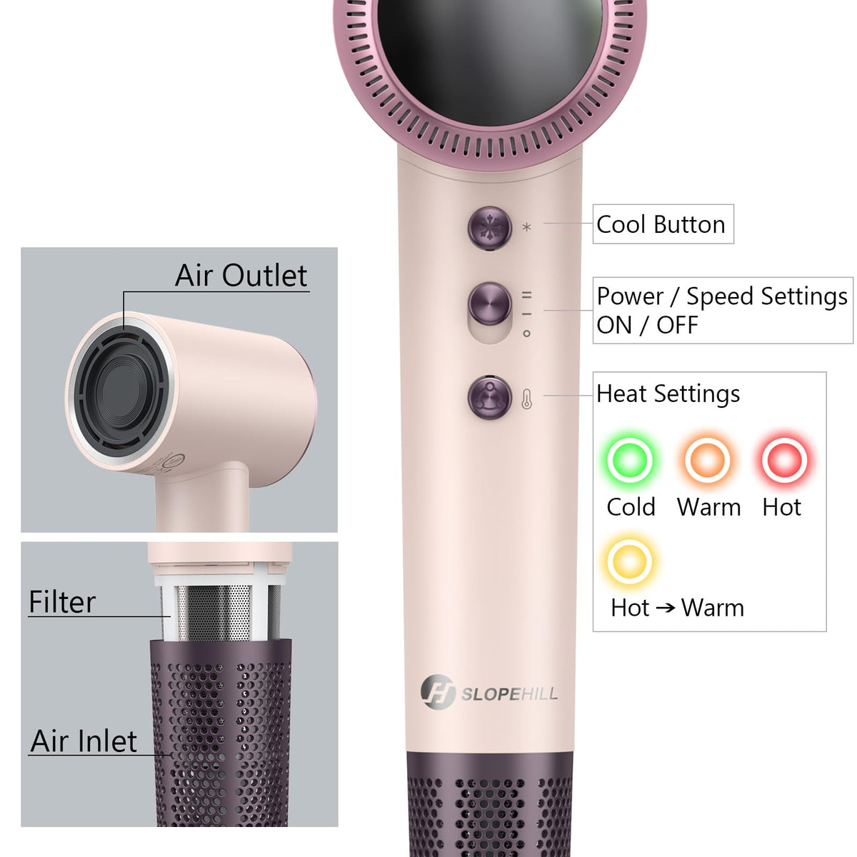 slopehill Professional Hair Dryer packaging front view