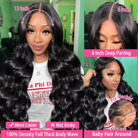 Smabuity Body Wave Lace Front Wig natural hairline detail