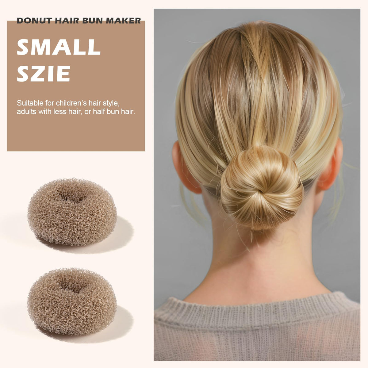Small donut hair bun makers from Teenitor