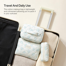 Small HBselect Quilted Makeup Bag with floral pattern