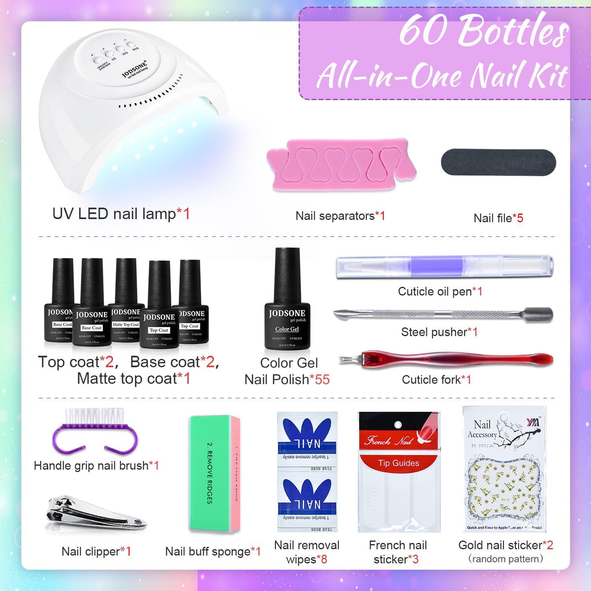 Smart nail lamp included in JODSONE Gel Nail Polish Kit