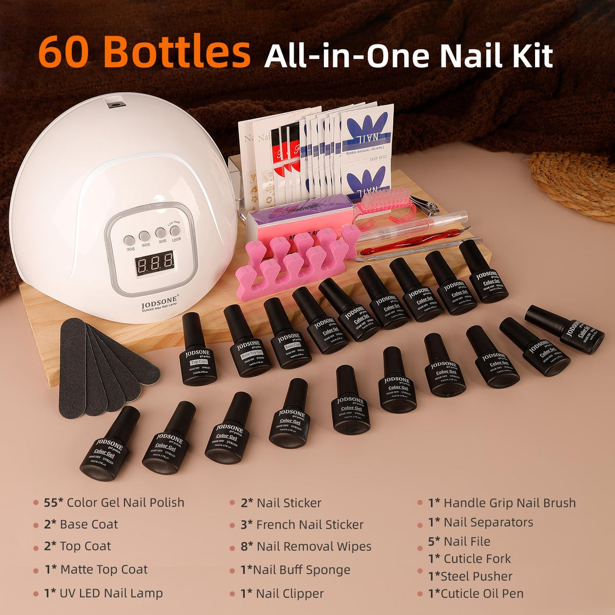 Smart nail lamp with LCD display and timer buttons