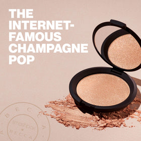 Smashbox Shimmering Skin Perfector Highlighter Rose Quartz applied on cheekbones