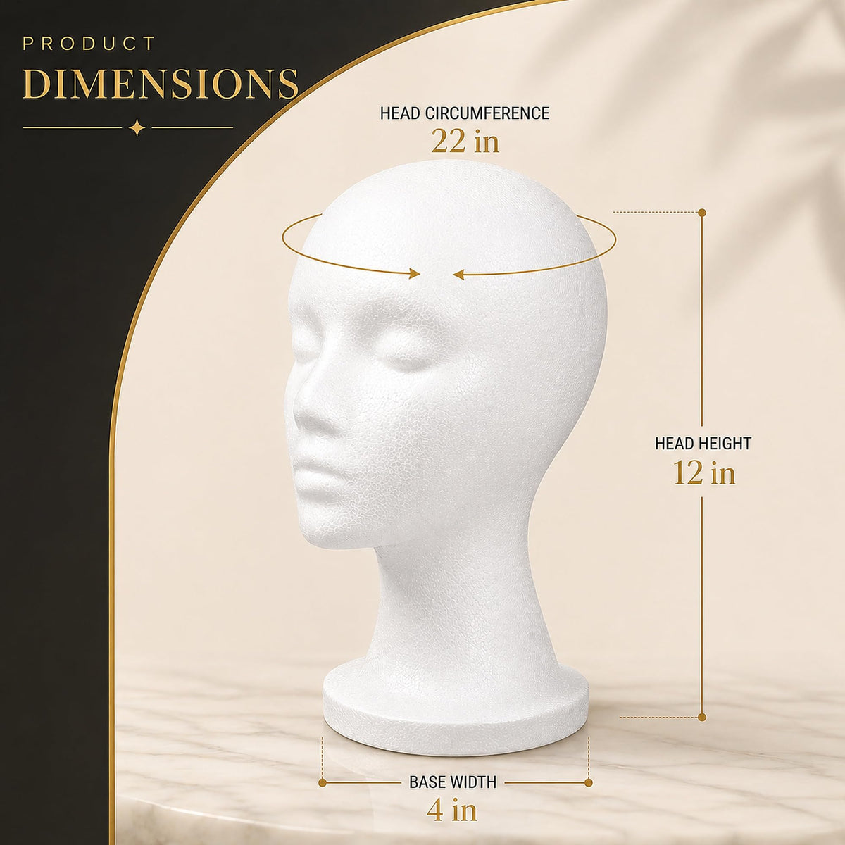Smilco 12-inch foam wig head side view showcasing neck profile