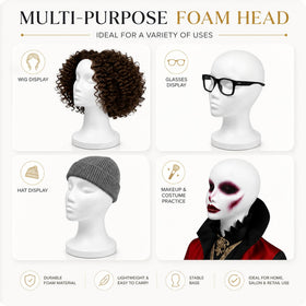 Smilco foam wig head with wig and styling tools