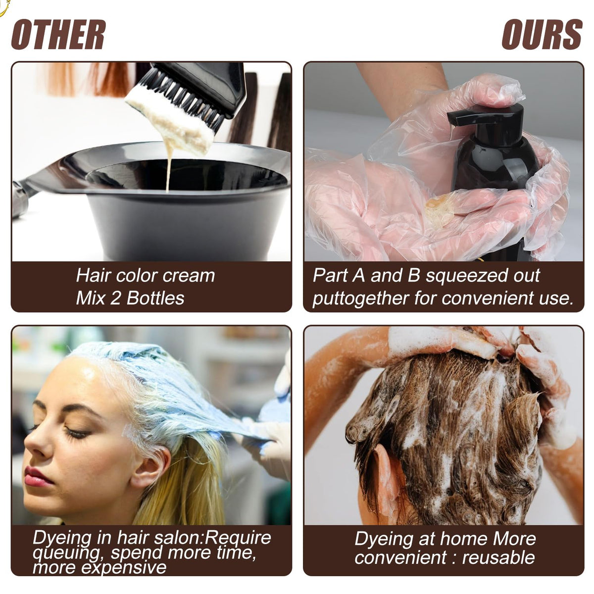 Sminktec Hair Dye Shampoo 3 in 1 Dark Brown in use