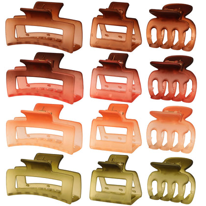 SMKSL 12 Pcs Hair Claw Clips Set in Earthy Ombre colours