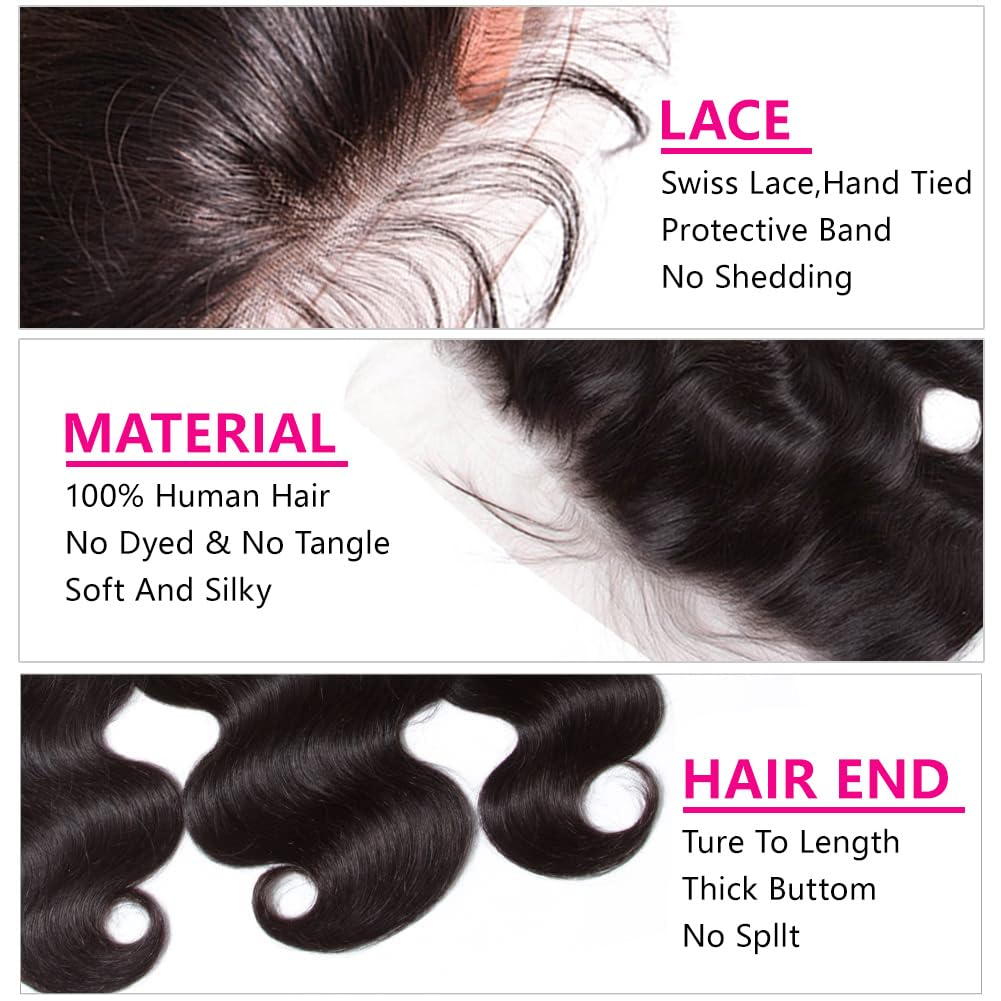 Smoothair 13x4 Lace Frontal Closure Body Wave 14 Inch showing natural hairline