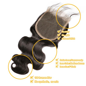 Smoothair 4x4 Lace Closure Body Wave 16 Inch styled on mannequin
