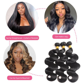 Smoothair Body Wave Bundles styled in hair