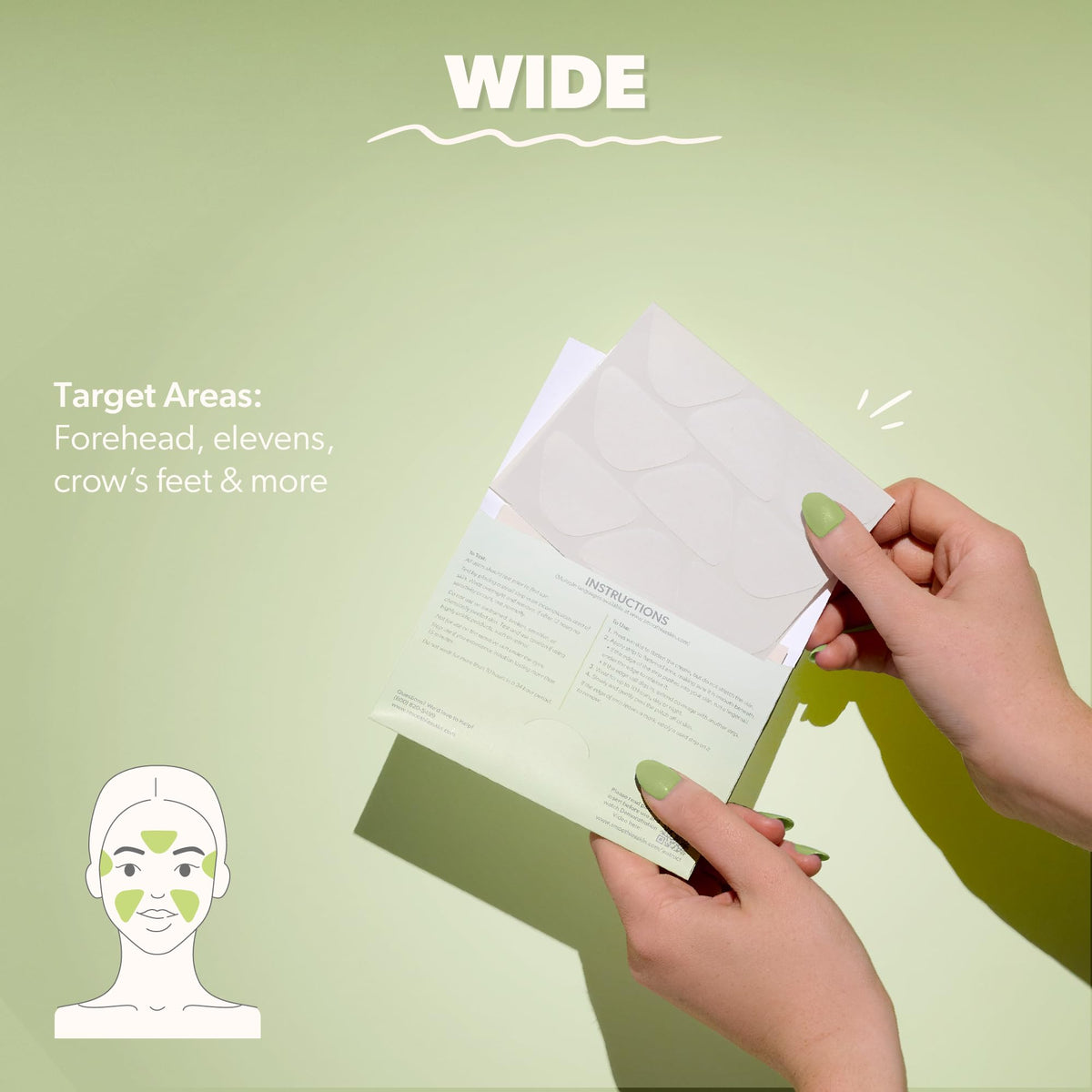Smoothies Wide Wrinkle Patches applied on skin