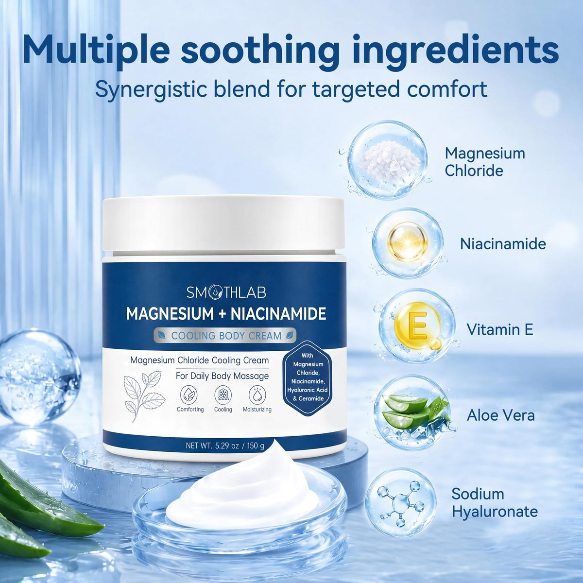 SmoothLab Magnesium Cream Freeze 5.29 Oz jar with lid