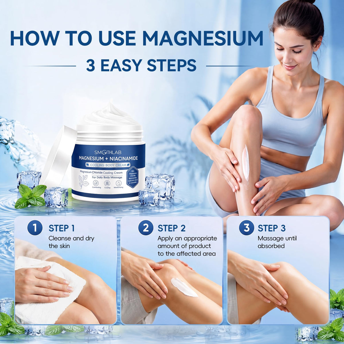 SmoothLab Magnesium Cream Freeze in a bathroom setting