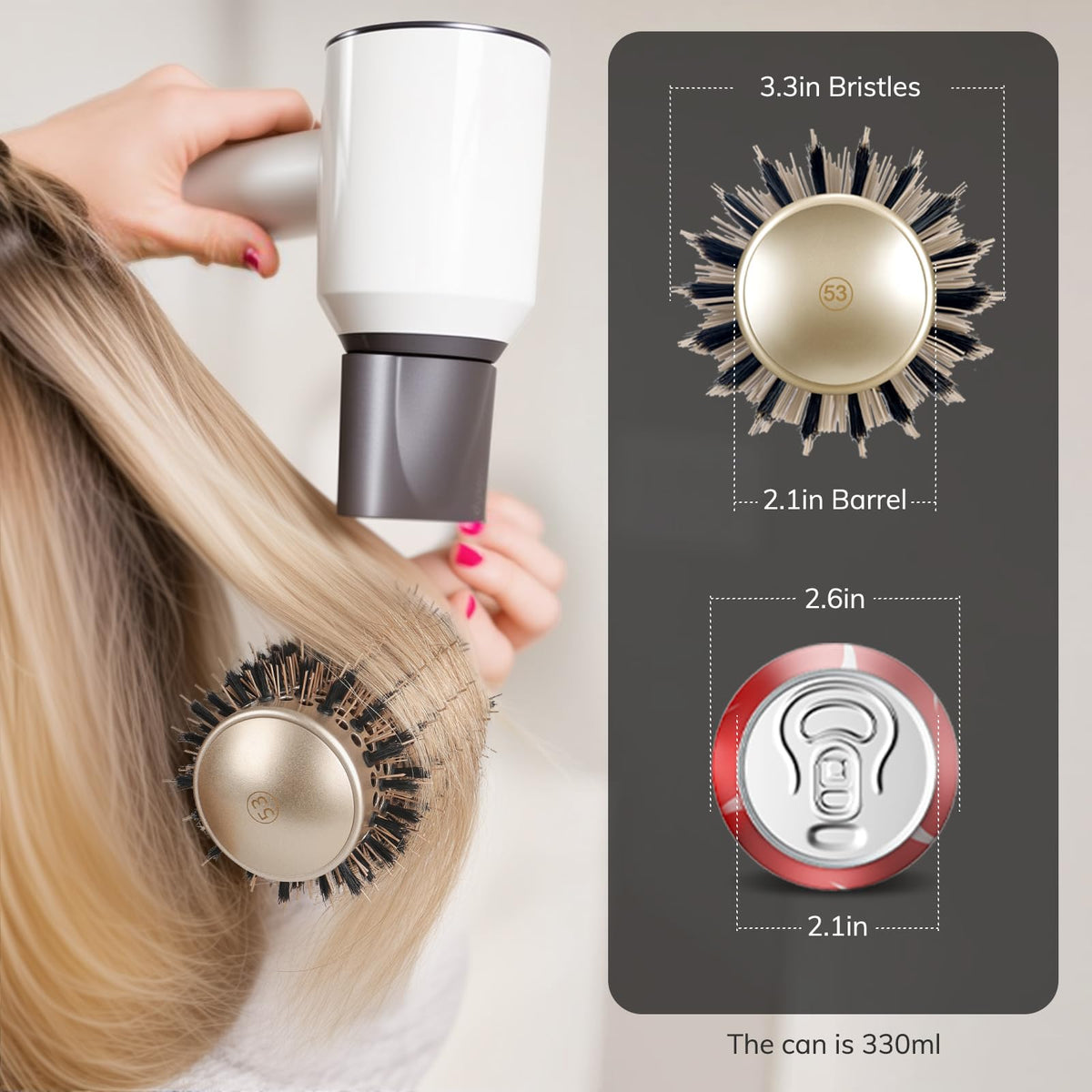 Sndyi hair brush showing ergonomic anti-slip handle