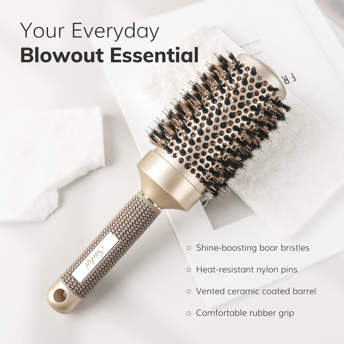 Sndyi round hair brush 2 inch barrel front view