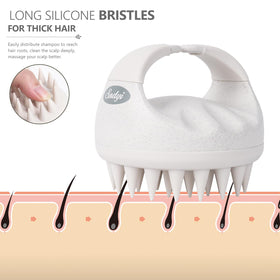 Sndyi Scalp Massager in packaging with satin hair tie