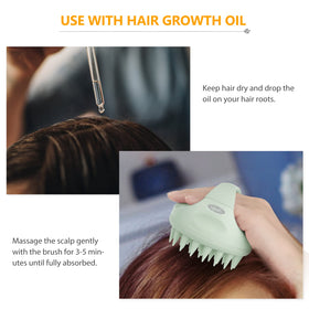 Sndyi Scalp Massager Shampoo Brush displayed with hair care products