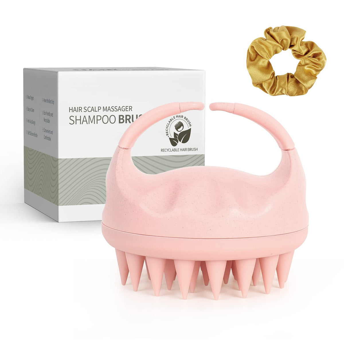 Sndyi Scalp Massager Shampoo Brush front view in pink