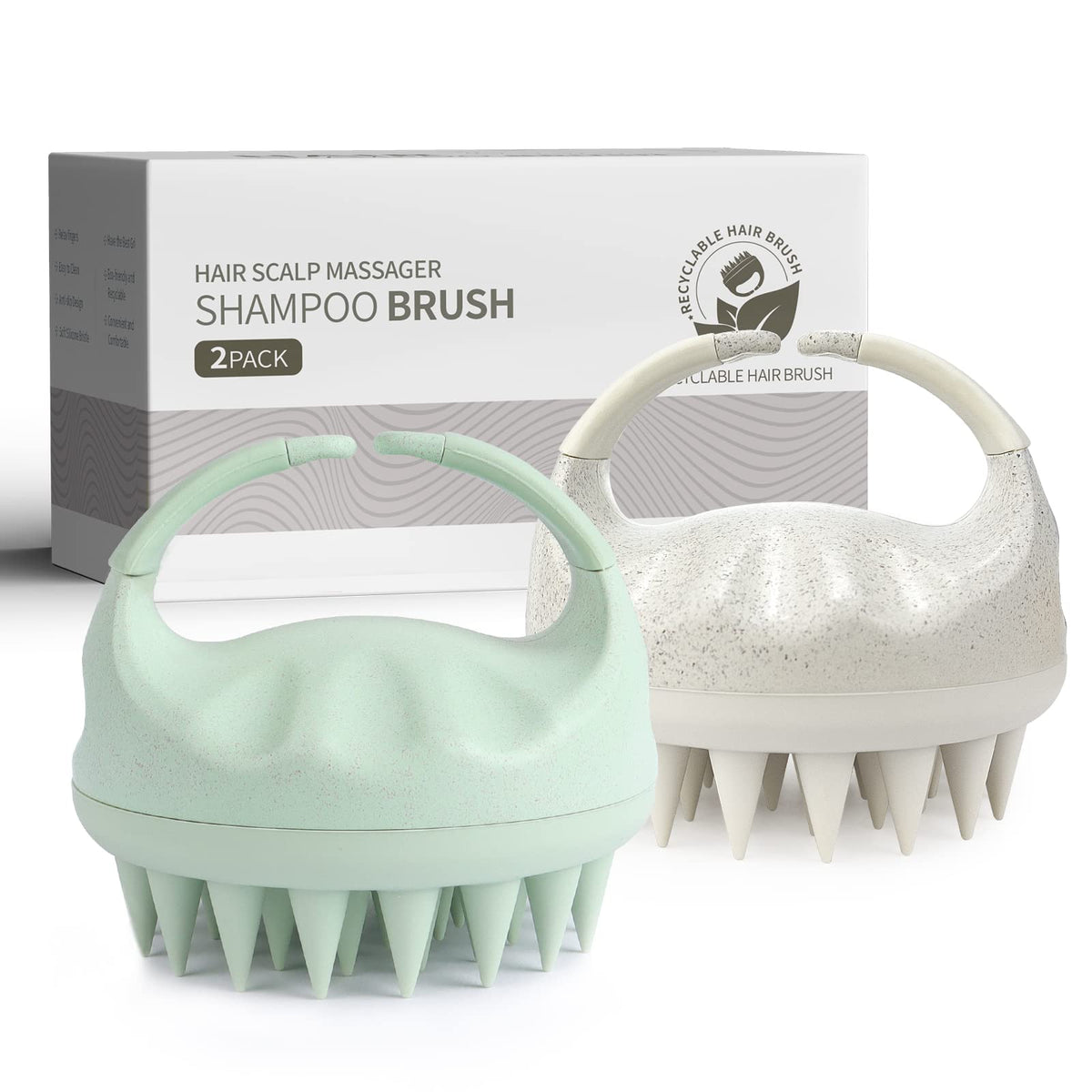 Sndyi scalp massager shampoo brush front view with silicone bristles