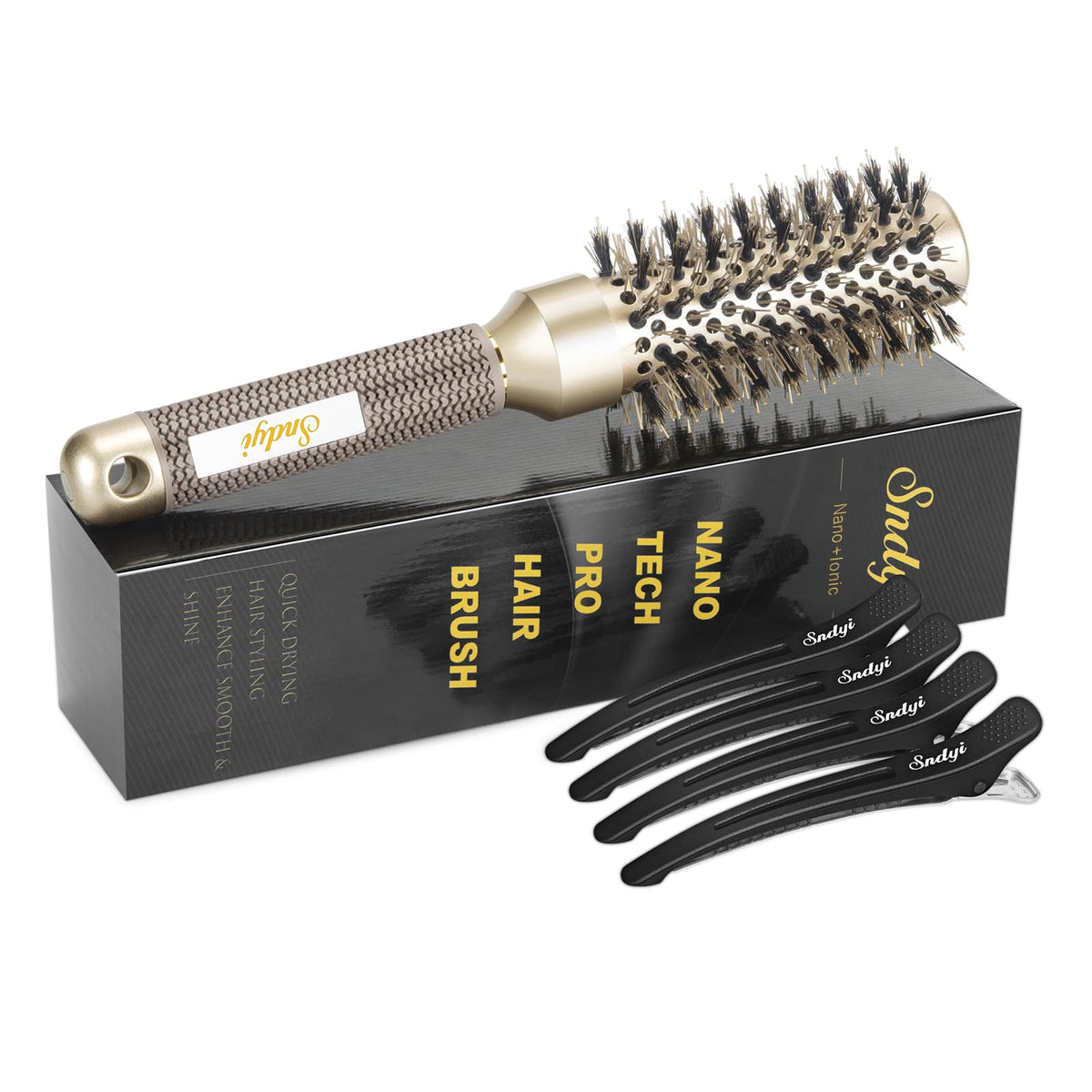 Sndyi Small Round Brush front view with ceramic barrel