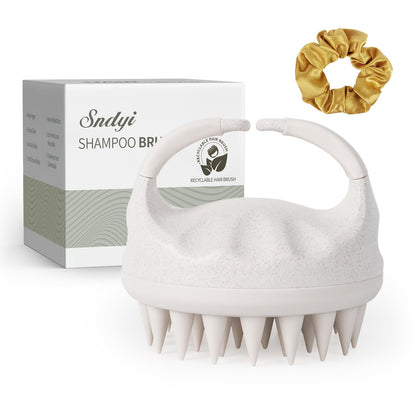 Sndyi Soft Silicone Scalp Massager front view in beige