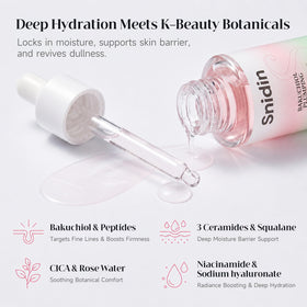 Snidin Bakuchiol Serum application on skin