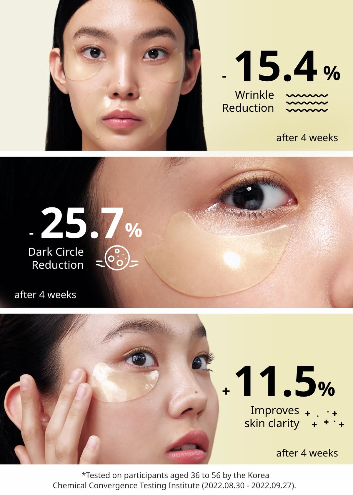 SNP 24K Gold Perfection Eye Patch application on under eyes