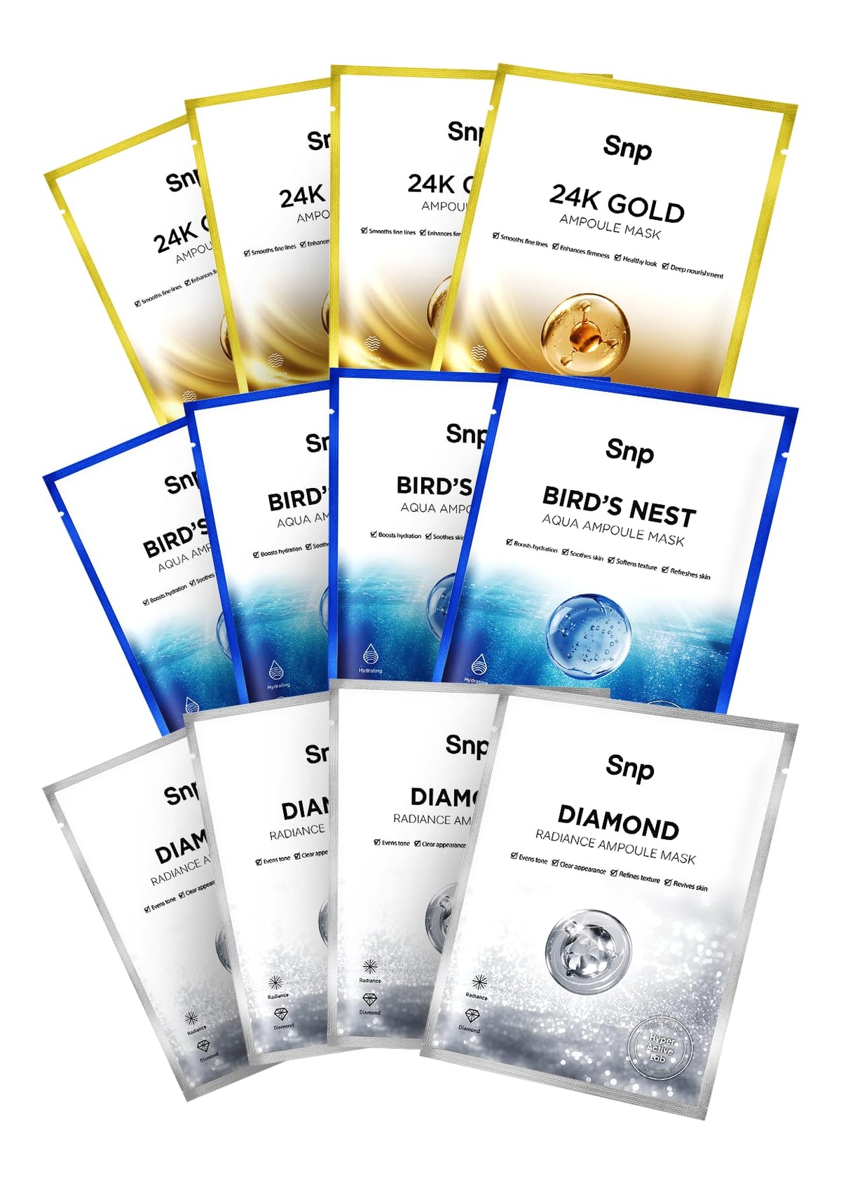 SNP Variety Ampoule Sheet Mask Set packaging front view