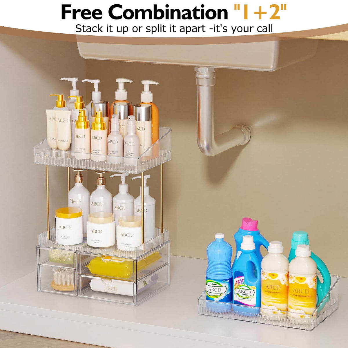 SNSLXH 4-Tier Clear Makeup Organizer side view