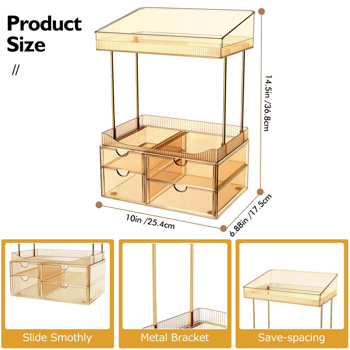 SNSLXH Clear Makeup Organizer with drawers open
