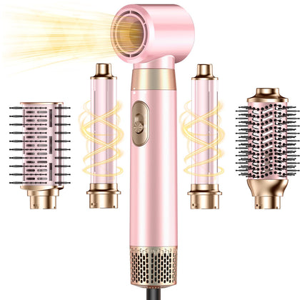 SnugLuv 5 in 1 Blow Dryer Brush Set front view with accessories