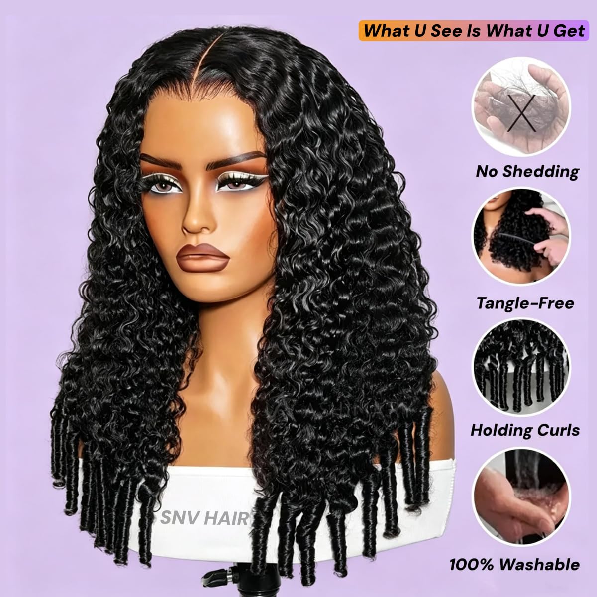 snv Burmese Curly 7x5 Closure Wig back view
