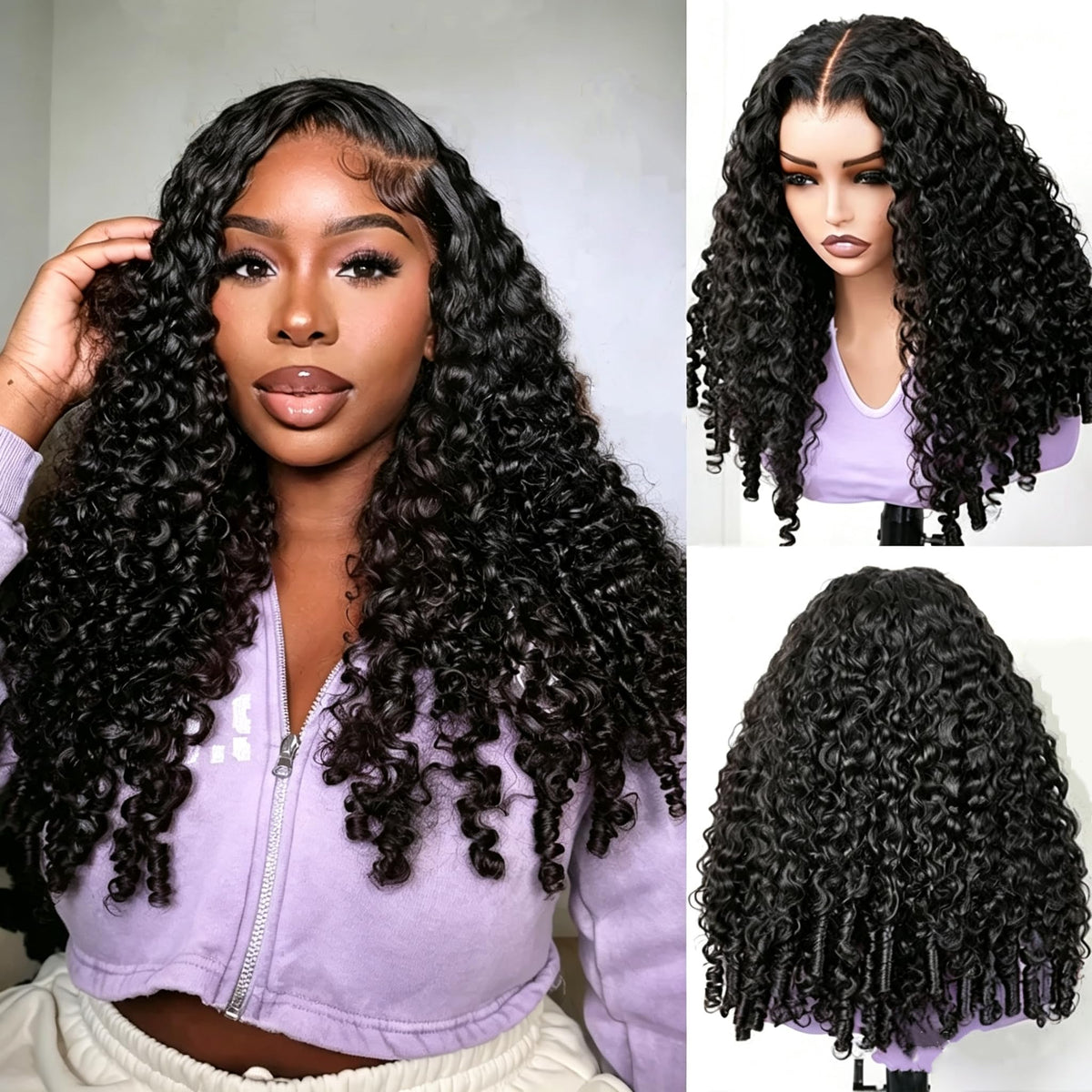 snv Burmese Curly Glueless Wig 20inch front view