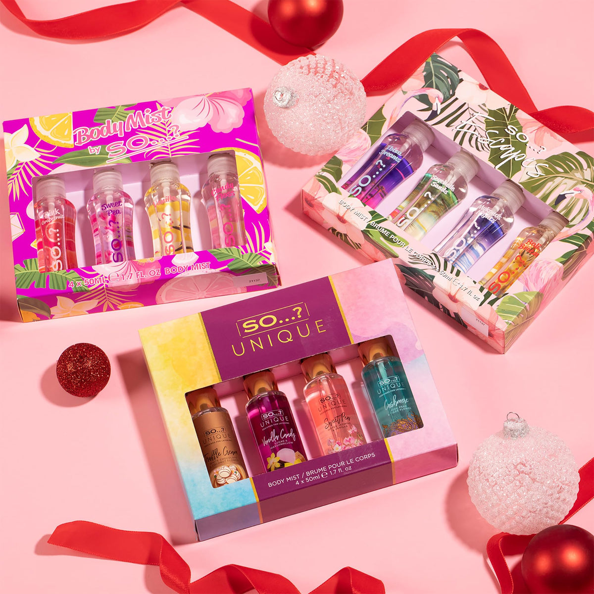So...? Body Mist Set with all four scents displayed