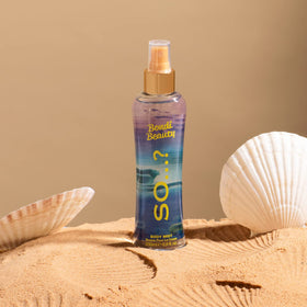 So...? Bondi Beauty Body Mist with tropical background