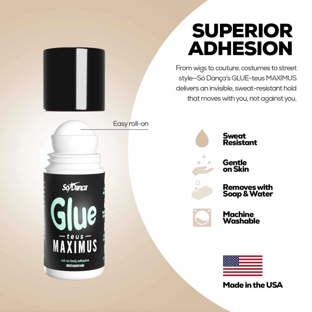 So Danca Glue-teus Maximus Roll-On Body Adhesive packaging