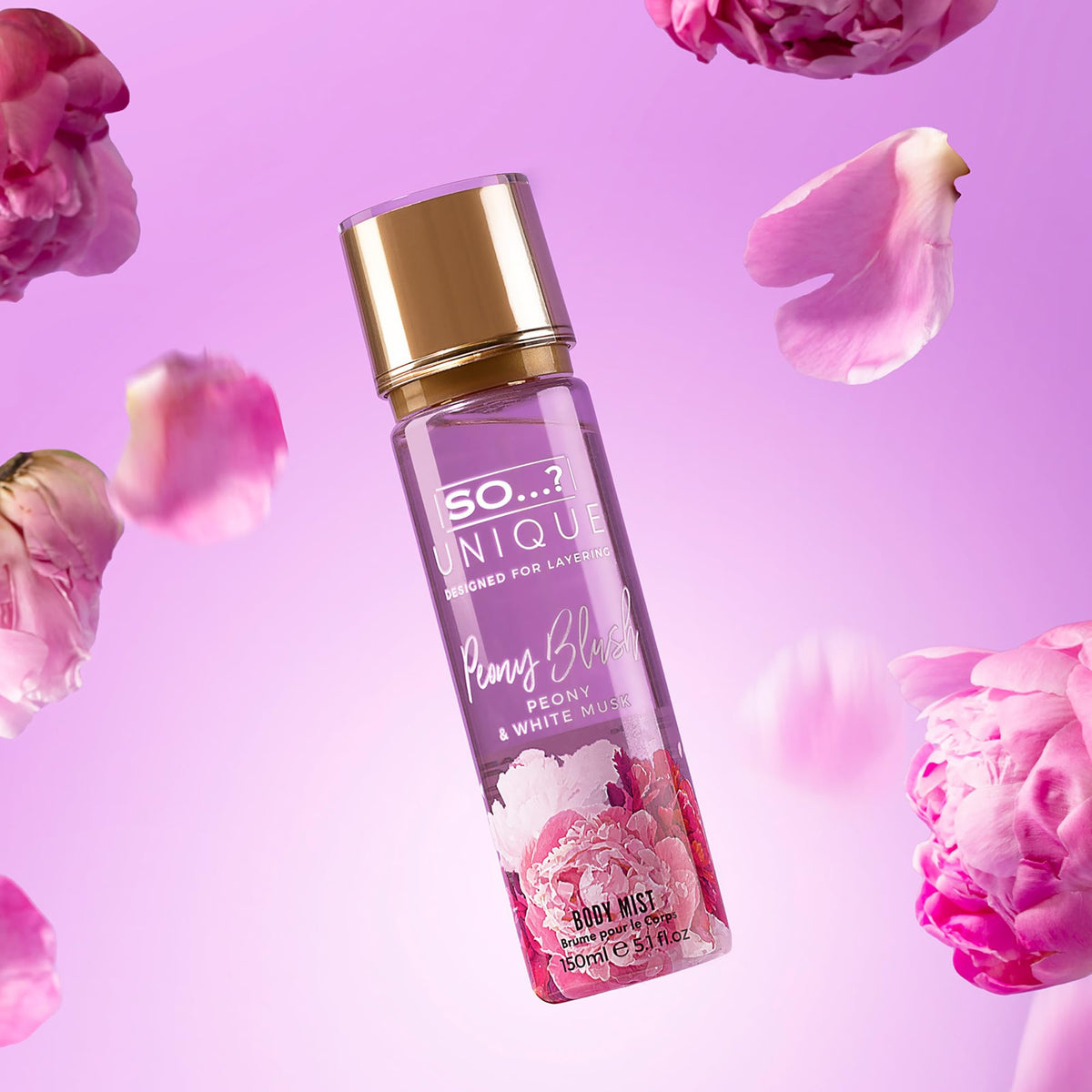 So...? Unique Peony Blush Body Mist close-up of bottle