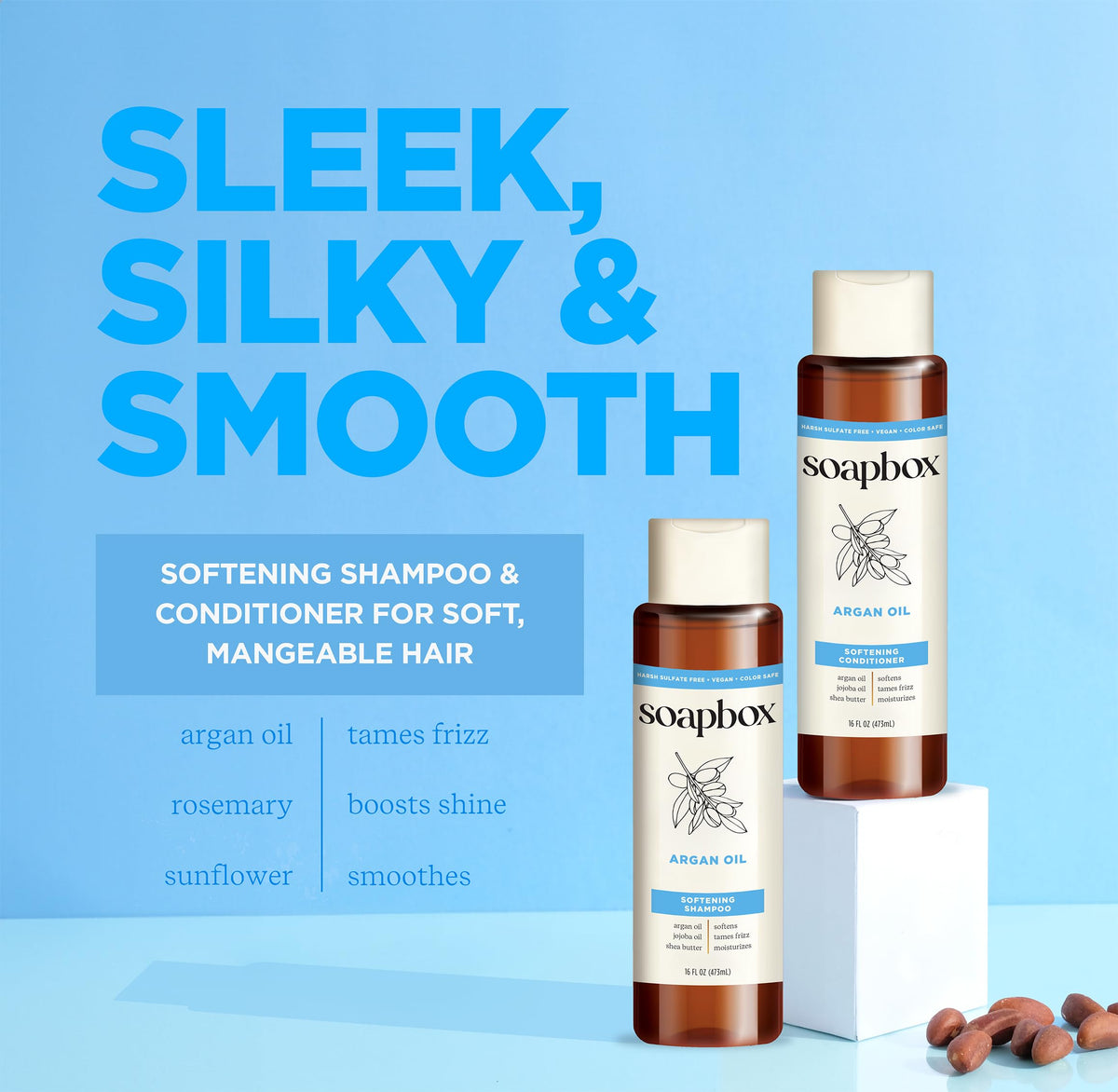 Soapbox Argan Oil & Vanilla Conditioner front view 16oz bottle
