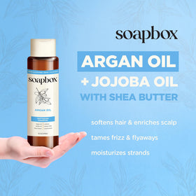 Soapbox Argan Oil & Vanilla Shampoo and Conditioner set side view