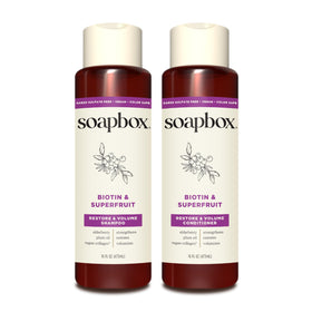 Soapbox Biotin & Super Fruit Shampoo front view, 16oz