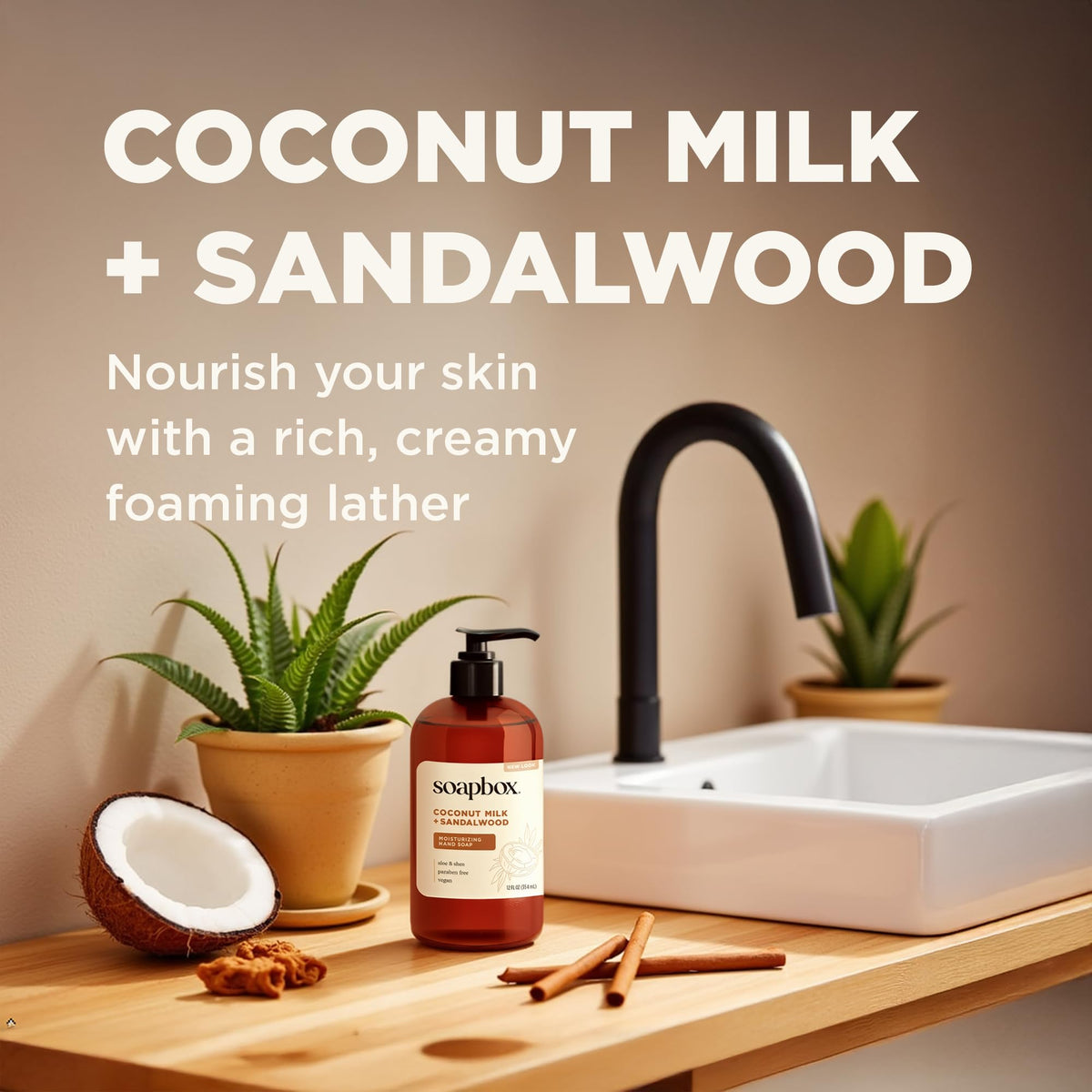 Soapbox Coconut Hand Soap bottle close-up