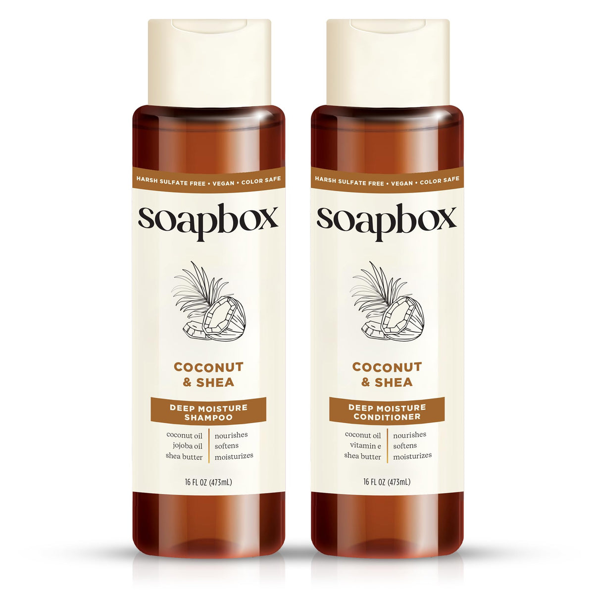 Soapbox Coconut & Shea Shampoo front view 16oz bottle