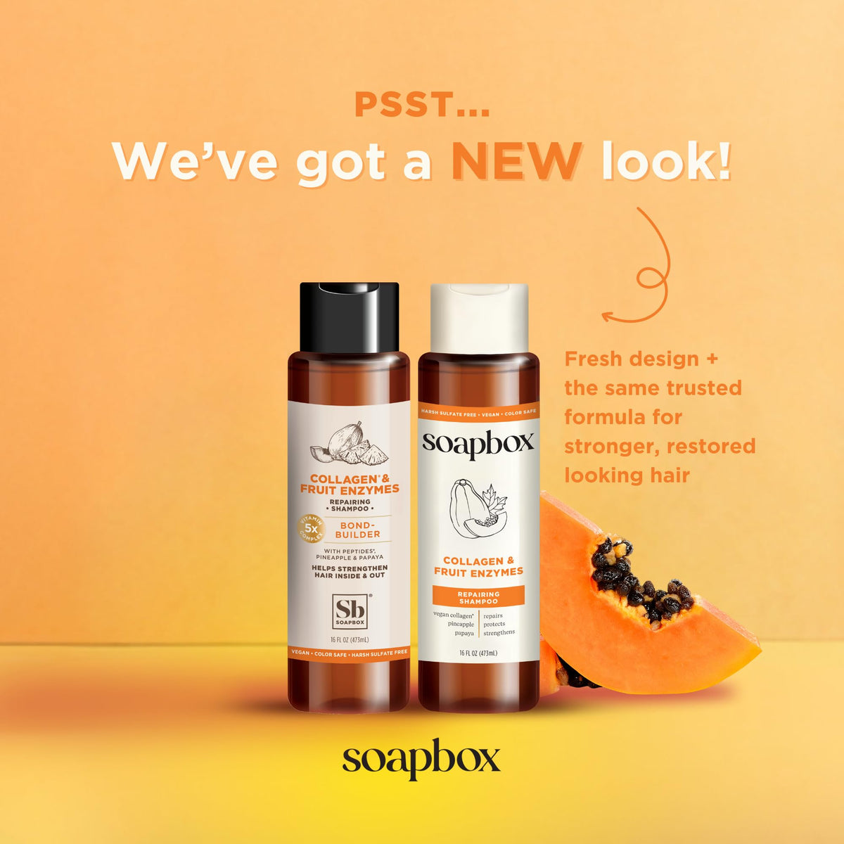 Soapbox Collagen & Fruit Enzymes Shampoo bottle with label