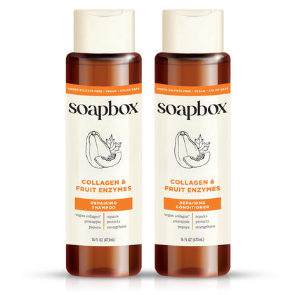 Soapbox Collagen & Fruit Enzymes Shampoo & Conditioner Set front view