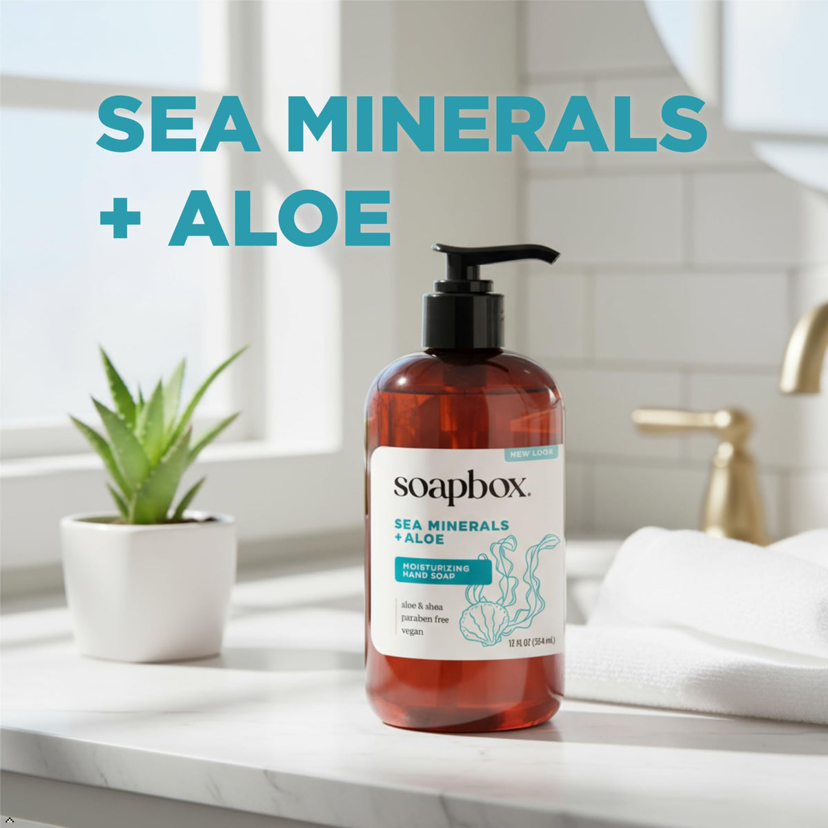 Soapbox Sea Minerals Aloe Liquid Hand Soap lathering in hands