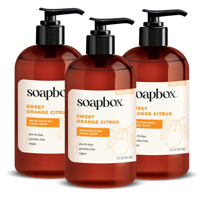 Soapbox Sweet Orange Citrus Liquid Hand Soap 3pk front view