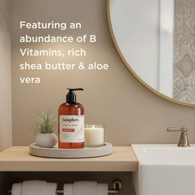 Soapbox Vanilla Bean Liquid Hand Soap in a bathroom setting