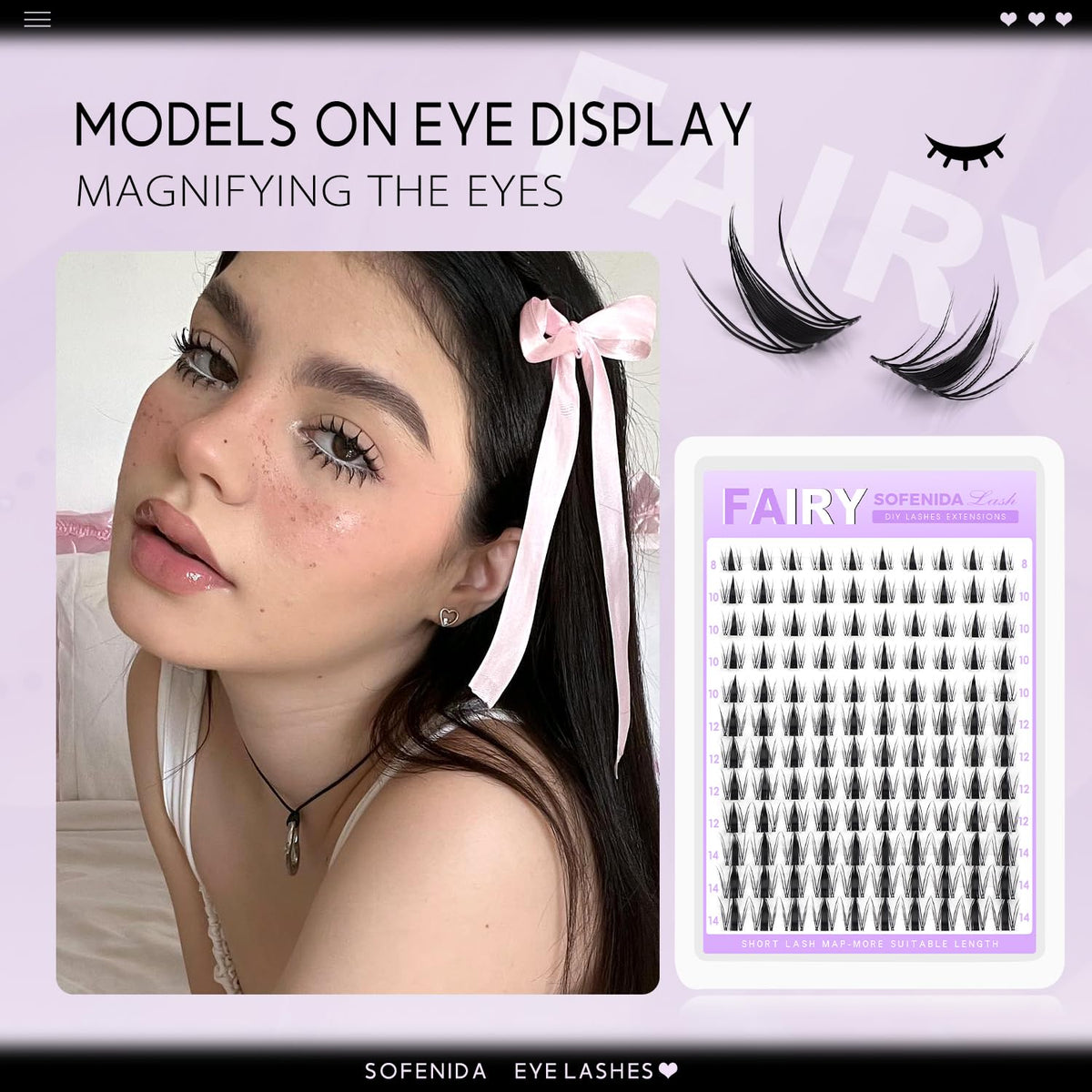 SOFENIDA Fairy Lash Clusters layered on model